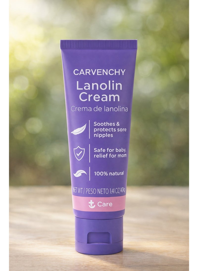 كارفينشي مرهم اللانولين عالي النقاء للرضاعة الطبيعية – يهدئ ويحمي ويرطب البشرة الحسّاسة – 40 غ لتخفيف تشققات وألم الحلمة - Image 1